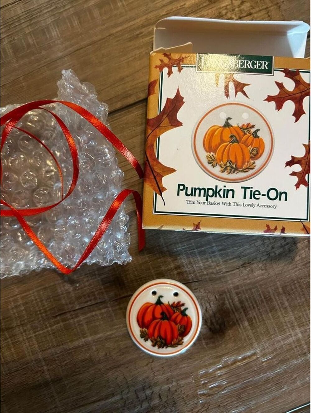 Longaberger Pumpkin tie on ceramic New fall Halloween